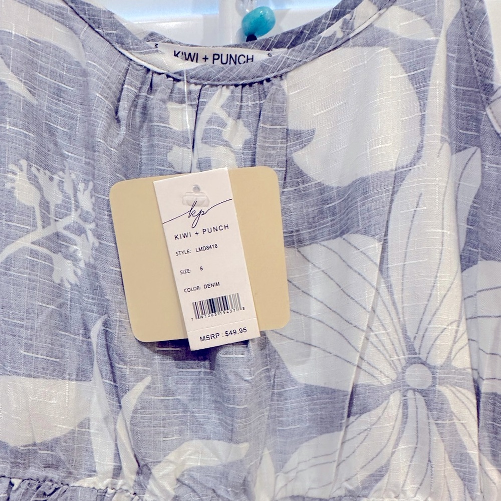 Kiwi + Punch Floral Blue and white Maxi Dress Small - Picture 3 of 6